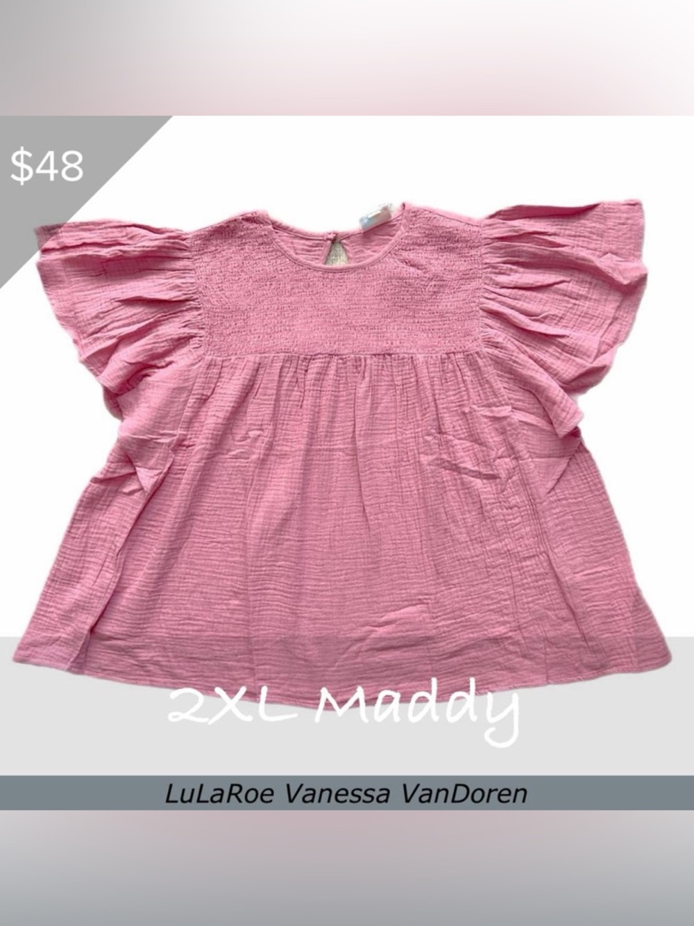 LuLaRoe Maddy Flutter Sleeve Blouse